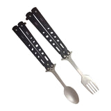 Maxbell Butterfly Fork Camping Spoon Metal Butterfly Spoon for BBQ Hiking Kitchen