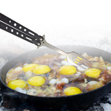 Maxbell Butterfly Fork Camping Spoon Metal Butterfly Spoon for BBQ Hiking Kitchen