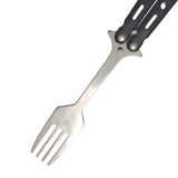 Maxbell Butterfly Fork Camping Spoon Metal Butterfly Spoon for BBQ Hiking Kitchen