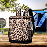 Maxbell Cooler Rucksack Insulated Soft Backpack Cooler for Men Women to Work Camping Light Leopard Print