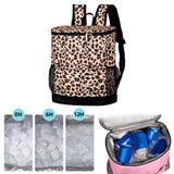 Maxbell Cooler Rucksack Insulated Soft Backpack Cooler for Men Women to Work Camping Light Leopard Print