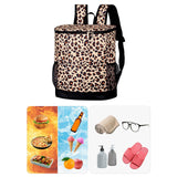 Maxbell Cooler Rucksack Insulated Soft Backpack Cooler for Men Women to Work Camping Light Leopard Print