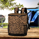 Maxbell Cooler Rucksack Insulated Soft Backpack Cooler for Men Women to Work Camping Dark Leopard Print