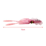 Maxbell Soft Fishing Lure Artificial Durable Fishing Tackle Vivid Elastic Squid Bait Pink