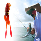 Maxbell Soft Fishing Lure Artificial Durable Fishing Tackle Vivid Elastic Squid Bait Deep Red
