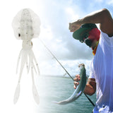 Maxbell Soft Fishing Lure Artificial Durable Fishing Tackle Vivid Elastic Squid Bait White Luminous