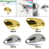 Maxbell 50Pcs Fishing Blades Tool Rigs Spinnerbaits for Perch Bass Men Women Gold 15mm
