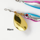 Maxbell 50Pcs Fishing Blades Tool Rigs Spinnerbaits for Perch Bass Men Women Gold 15mm