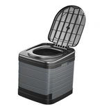Maxbell Portable Toilet Trash Can Camping Folding Toilet for Long Trips Fishing Boat Round Gray
