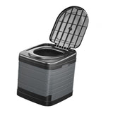 Maxbell Portable Toilet Trash Can Camping Folding Toilet for Long Trips Fishing Boat Round Gray