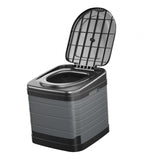 Maxbell Portable Toilet Trash Can Camping Folding Toilet for Long Trips Fishing Boat Round Gray