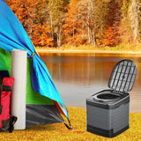 Maxbell Portable Toilet Trash Can Camping Folding Toilet for Long Trips Fishing Boat Round Gray