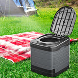 Maxbell Portable Toilet Trash Can Camping Folding Toilet for Long Trips Fishing Boat Round Gray