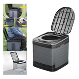 Maxbell Portable Toilet Trash Can Camping Folding Toilet for Long Trips Fishing Boat Round Gray