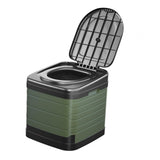 Maxbell Portable Toilet Trash Can Camping Folding Toilet for Long Trips Fishing Boat Round Green