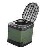 Maxbell Portable Toilet Trash Can Camping Folding Toilet for Long Trips Fishing Boat Round Green
