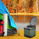Maxbell Portable Toilet Trash Can Camping Folding Toilet for Long Trips Fishing Boat Round Green