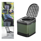 Maxbell Portable Toilet Trash Can Camping Folding Toilet for Long Trips Fishing Boat Round Green