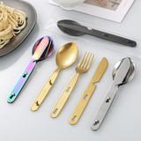 Maxbell 3Pcs Camping Utensils Flatware Spoon Fork Knife for Survival BBQ Backpacking Silver