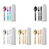 Maxbell 3Pcs Camping Utensils Flatware Spoon Fork Knife for Survival BBQ Backpacking Silver