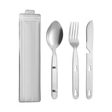 Maxbell 3Pcs Camping Utensils Flatware Spoon Fork Knife for Survival BBQ Backpacking Silver