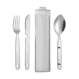 Maxbell 3Pcs Camping Utensils Flatware Spoon Fork Knife for Survival BBQ Backpacking Silver