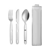 Maxbell 3Pcs Camping Utensils Flatware Spoon Fork Knife for Survival BBQ Backpacking Silver