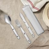 Maxbell 3Pcs Camping Utensils Flatware Spoon Fork Knife for Survival BBQ Backpacking Silver