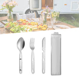 Maxbell 3Pcs Camping Utensils Flatware Spoon Fork Knife for Survival BBQ Backpacking Silver