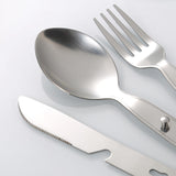 Maxbell 3Pcs Camping Utensils Flatware Spoon Fork Knife for Survival BBQ Backpacking Silver
