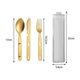 Maxbell 3Pcs Camping Utensils Flatware Spoon Fork Knife for Survival BBQ Backpacking Golden