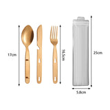 Maxbell 3Pcs Camping Utensils Flatware Spoon Fork Knife for Survival BBQ Backpacking Rose Golden