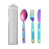 Maxbell 3Pcs Camping Utensils Flatware Spoon Fork Knife for Survival BBQ Backpacking Colorful