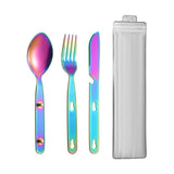 Maxbell 3Pcs Camping Utensils Flatware Spoon Fork Knife for Survival BBQ Backpacking Colorful