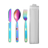Maxbell 3Pcs Camping Utensils Flatware Spoon Fork Knife for Survival BBQ Backpacking Colorful
