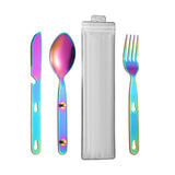 Maxbell 3Pcs Camping Utensils Flatware Spoon Fork Knife for Survival BBQ Backpacking Colorful