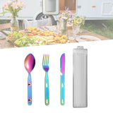 Maxbell 3Pcs Camping Utensils Flatware Spoon Fork Knife for Survival BBQ Backpacking Colorful