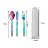Maxbell 3Pcs Camping Utensils Flatware Spoon Fork Knife for Survival BBQ Backpacking Colorful