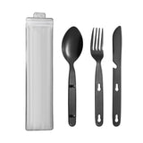 Maxbell 3Pcs Camping Utensils Flatware Spoon Fork Knife for Survival BBQ Backpacking Black