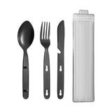 Maxbell 3Pcs Camping Utensils Flatware Spoon Fork Knife for Survival BBQ Backpacking Black