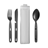 Maxbell 3Pcs Camping Utensils Flatware Spoon Fork Knife for Survival BBQ Backpacking Black