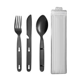 Maxbell 3Pcs Camping Utensils Flatware Spoon Fork Knife for Survival BBQ Backpacking Black