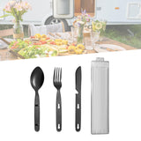Maxbell 3Pcs Camping Utensils Flatware Spoon Fork Knife for Survival BBQ Backpacking Black