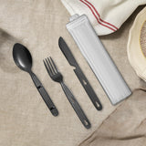 Maxbell 3Pcs Camping Utensils Flatware Spoon Fork Knife for Survival BBQ Backpacking Black