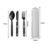 Maxbell 3Pcs Camping Utensils Flatware Spoon Fork Knife for Survival BBQ Backpacking Black