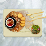 Maxbell PU Leather Table Mat Flooring Meal Mat Table Pad for Picnic Camping Barbecue Beige 27.5cmx19cm