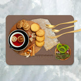 Maxbell PU Leather Table Mat Flooring Meal Mat Table Pad for Picnic Camping Barbecue Brown 27.5cmx19cm