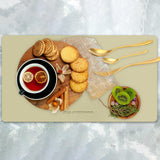 Maxbell PU Leather Table Mat Flooring Meal Mat Table Pad for Picnic Camping Barbecue Beige 56cmx33cm