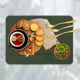 Maxbell PU Leather Table Mat Flooring Meal Mat Table Pad for Picnic Camping Barbecue Green 56cmx33cm