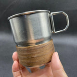 Maxbell Stainless Steel Cup with Foldable Handle Portable for Campsite Hiking Picnic